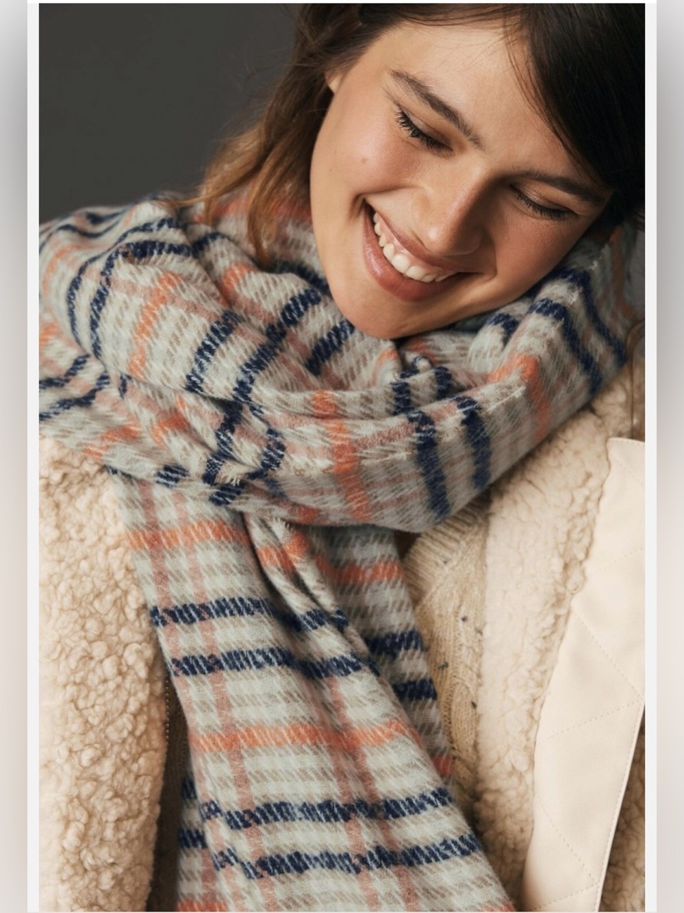 Anthropologie Maeve Heritage Houndstooth Plaid Scarf